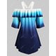thumbnail image 2 of Abrir hombro volantes O Ring Ombre más tapa del tamaño Rosegal Camisetas tallas grandes, 2 of 5
