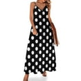 thumbnail image 1 of Vestido de lunares - Vestido de playa sin mangas con estampado de lunares blancos y repetidos Vestido largo para mujer, 1 of 7
