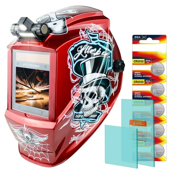 TRQWH Welding Helmet Auto Darkening Large Viewing True Color Solar Powered Welding Mask with 4 Arc Sensor Adjustable Wide Shade Range 4~5-8/9-13 Welder Mask with Grinding
