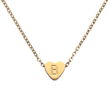 Uxcell Initial Heart Necklace, 18K Gold Plated Stainless Steel Chain Dainty Personalized Name Letter B Pendant Necklaces for Woman Jewelry Gifts, Gold Tone