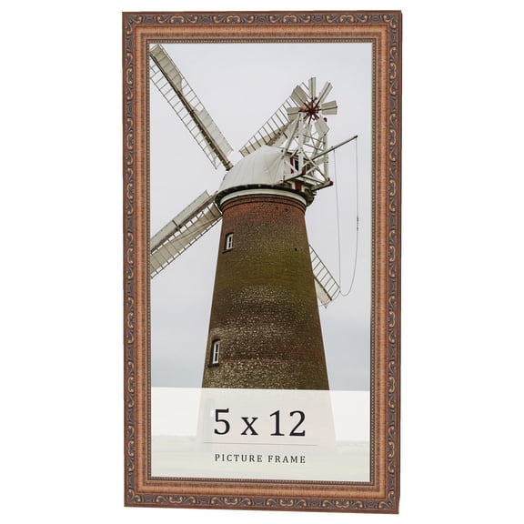 5x12 In Frame Gold Solid Wood Picture Frame Width 1.25 Inches | Interior Frame Depth 0.375 Inches |