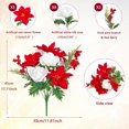 thumbnail image 2 of 2 Pack Artificial Poinsettia Rose Bushes,Faux Red White Poinsettia Roses Floral Stems for Indoor Outdoor Christmas Tree Ornament Home Porch Decorations, 2 of 9