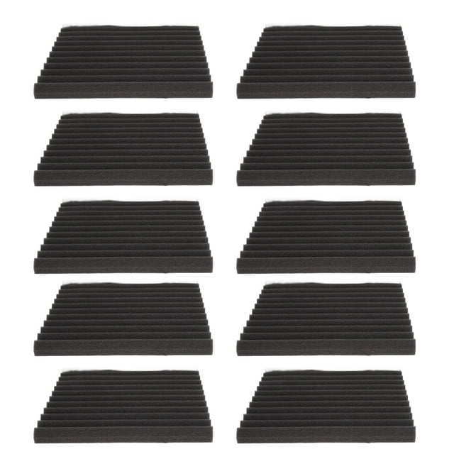10 paneles acústicos de espuma gris oscuro ignífuga con ranuras triangulares y algodón absorbente de sonido