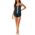 thumbnail image 2 of INSPIRE CHIC Women's Satin Pajamas Sleeveless Cami Racing Back Sleepwear with Shorts Sliky Lounge Set S Blue, 2 of 6