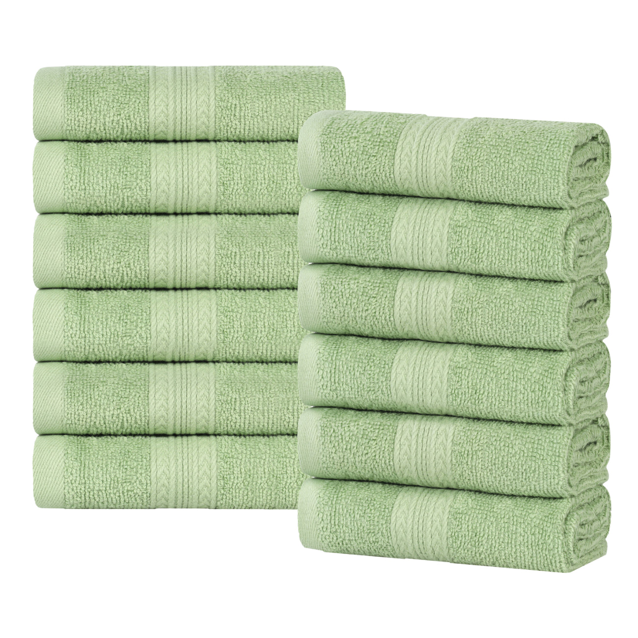 Superior Eco-Friendly Cotton 12-Piece, Terrace Green, Washcloth Set