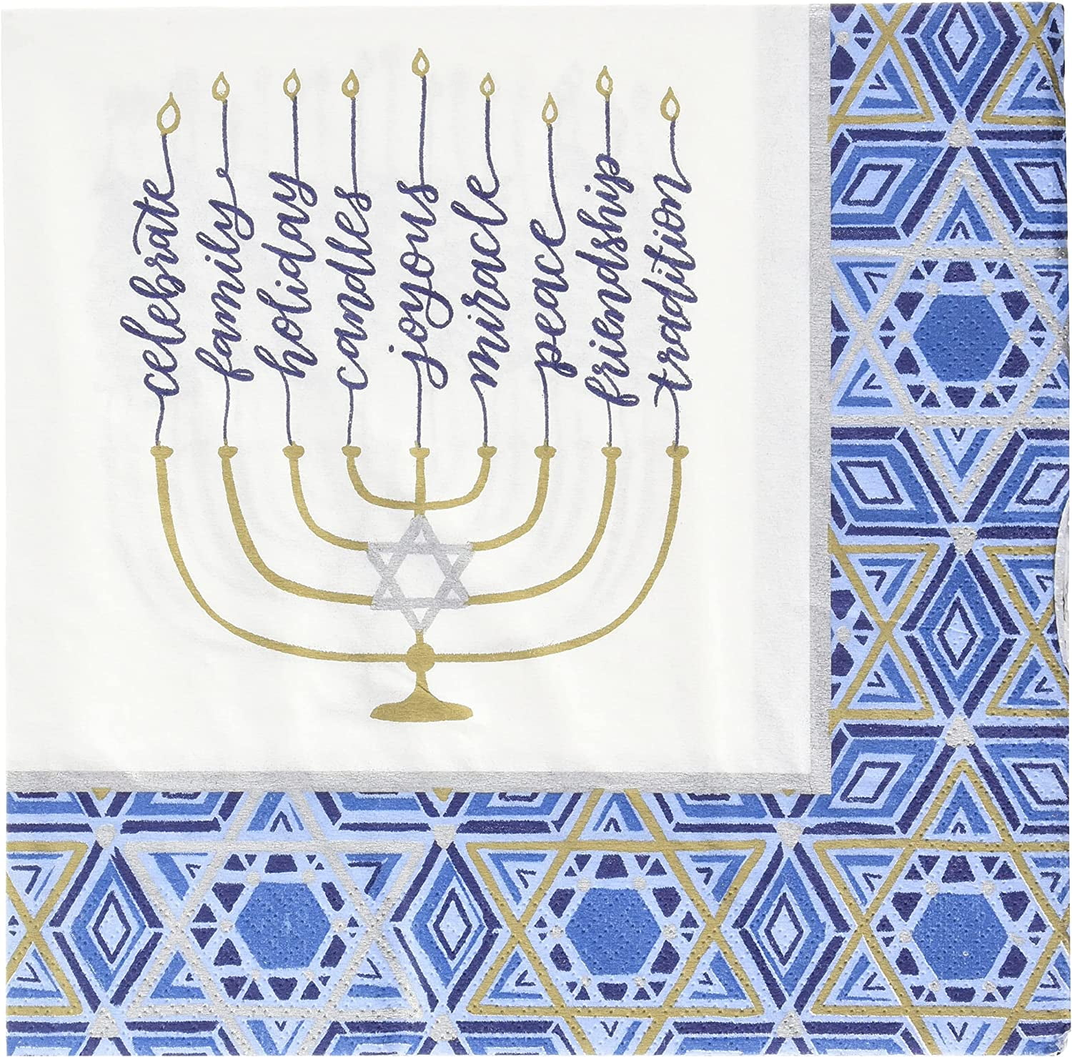 【オープニング 大放出セール】 Hanukkah Lights of Festival Amscan Napkin 36/Set Multicolor 使い捨て食器