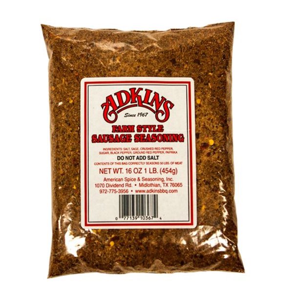 Adkins Sausage Seasoning Farm Style 16 Oz Bag (Pack of 2)