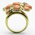 thumbnail image 3 of Luxe Jewelry Designs Women's Gold Ion Plated Stainless Steel Ring with Synthetic Coral Orange - Size, 3 of 4