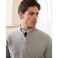 thumbnail image 4 of Kallspin Men's Quarter-Zip Sweater Cotton Mock Neck Knit Long Sleeve Pullover Sweater(Light Gray,2X-Large), 4 of 9
