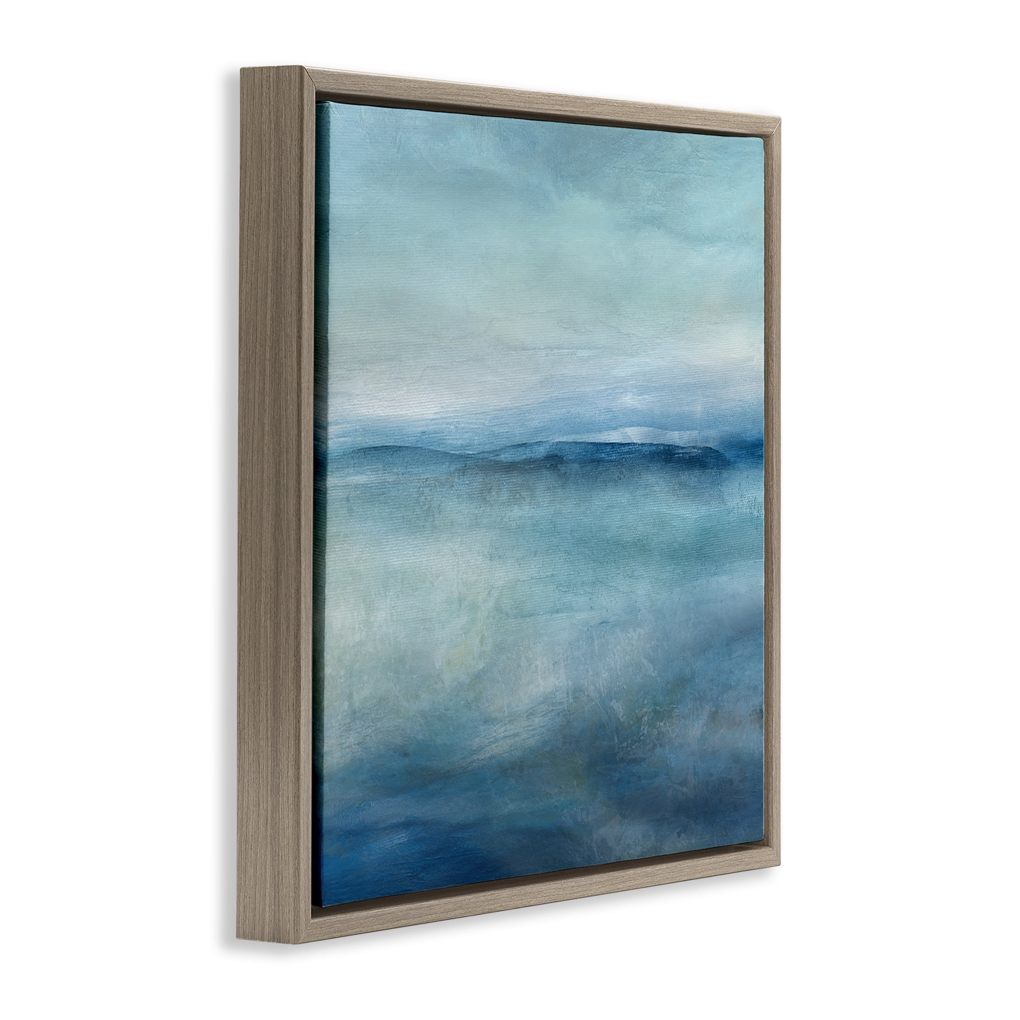 Stupell Industries Misty Blue Coastal Horizon Brown Framed Floater Canvas Wall Art, design by Carol Robinson