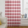 thumbnail image 6 of Farmhouse Red Plaid Sheer Curtains 63 Inches Long, Rustic Red White Checkered Light Filering Curtains, Breathable Simi Curtain Privacy Drapes for Living Room Bedroom Lightweight Window Treatment, 6 of 9