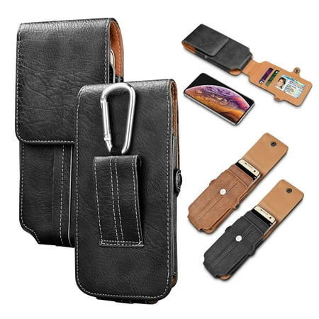Njjex 2019 Samsung Galaxy A10E A20E A10 A20 A30 A40 A50 A70 M10 M20 M30 M40 Holster Case Vertical Leather Carrying Pouch with Belt Clip Loop (Best Clock Widget For Android 2019)