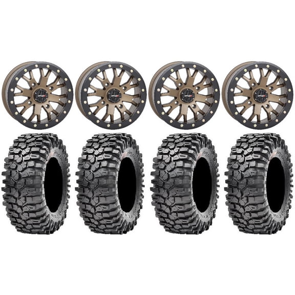 System 3 SB-4 Bronze (4 3) 14" Wheels 30" Roxxzilla Tires Can-Am Commander Maverick Renegade Outlander Defender