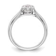 thumbnail image 2 of Solid 14k White Gold Round Bezel Set Solitaire CZ Cubic Zirconia Center Stone with Diamond Side-Stones Engagement Ring Size 8.5, 2 of 8