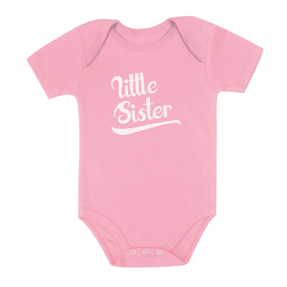 Little Sister Bodysuit Printed Baby Toddler Girls Pregnancy Reveal Gift Present 