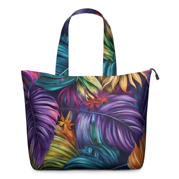 Colorful Leaf Pattern Travel Tote Bags for Women Carry On,Large Weekender Bags for Women Travel,Multi Functional Duffle Bag for Work,Shopping,Sports