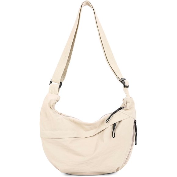 shiyou-Crescent Bag for Women Men Nylon Crossbody Bags Multi-Pocket Sling Bag Roomy Hobo Bags Moon Bag Slouchy Dumpling Bag
