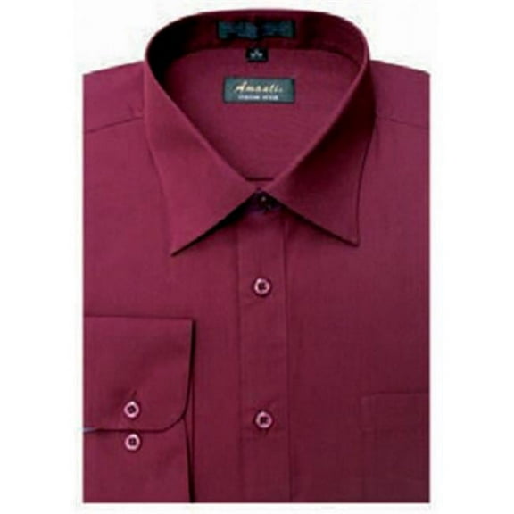 Amanti CL1009-17 1-2x36-37 Amanti Mens Wrinkle Free Burgundy Dress Shirt - Burgundy-17 1-2 x 36-37