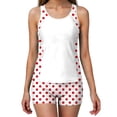 thumbnail image 4 of SYMOID Womens Red Polka Dot Two Piece Swimsuit Set - Racerback Tankini Top & Boy Shorts, High Neck Retro Quick Dry Active Swimwear,Size XL, 4 of 9
