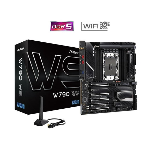 ASRock W790 WS Intel® W790 (LGA 4677) CEB workstation Extended ATX Motherboard 4 PCIe 5.0 x16, Dual Marvell AQUANTIA® 10 GbE and Intel® i225LM 2.5 GbE LAN, 2 USB4 Thunderbolt™ 4 Type-C