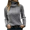 thumbnail image 2 of Fartey Sweaters for Women 2025 Fall Turtleneck Sweater Slim Fit Ribbed Knit Pullover Sweaters Fashion Simple Solid Color Long Sleeve Crew Neck Jumper, 2 of 6