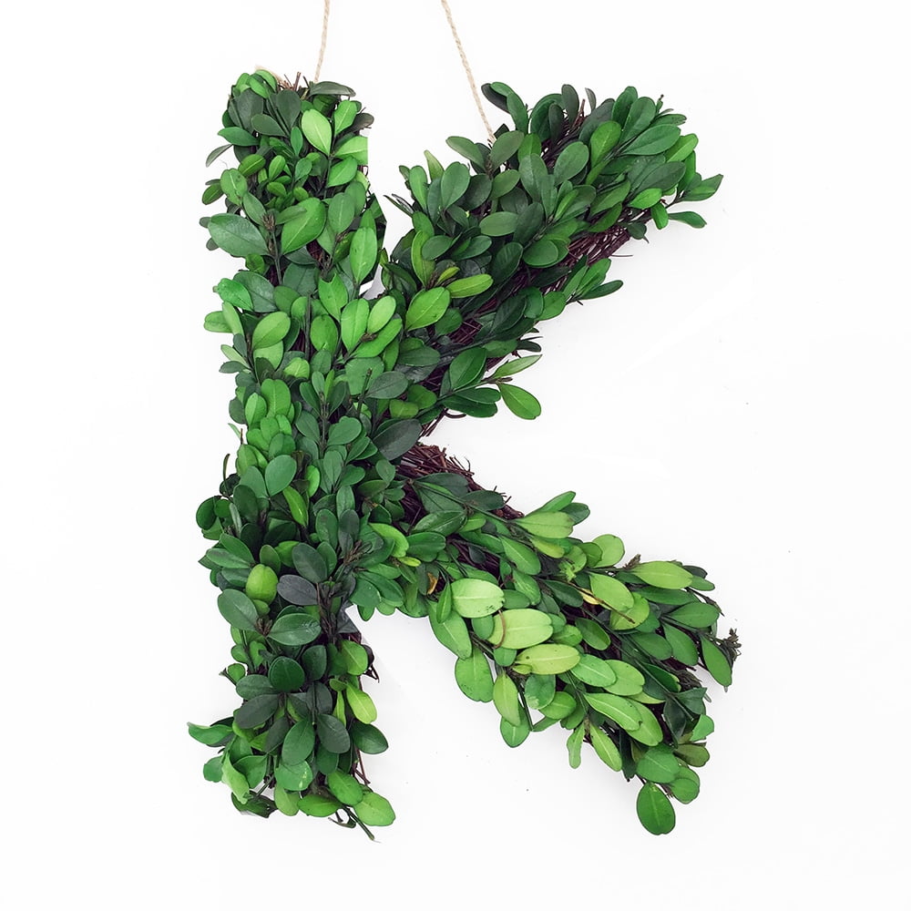Modern Home 12" Real Preserved Boxwood Monogram Wreath Letters, Numbers