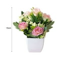 thumbnail image 6 of Conditiclusy Mini Artificial Potted Flowers, Fake Silk Camellia Flowers Plants in White Plastic Pots for Office Desktop Home Wedding Party Decoration, 6 of 8