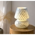 thumbnail image 6 of Urban Shop Blue Stripe Glass Mushroom Lamp, 10" H x 7.5" W, Plug in, 6 of 12