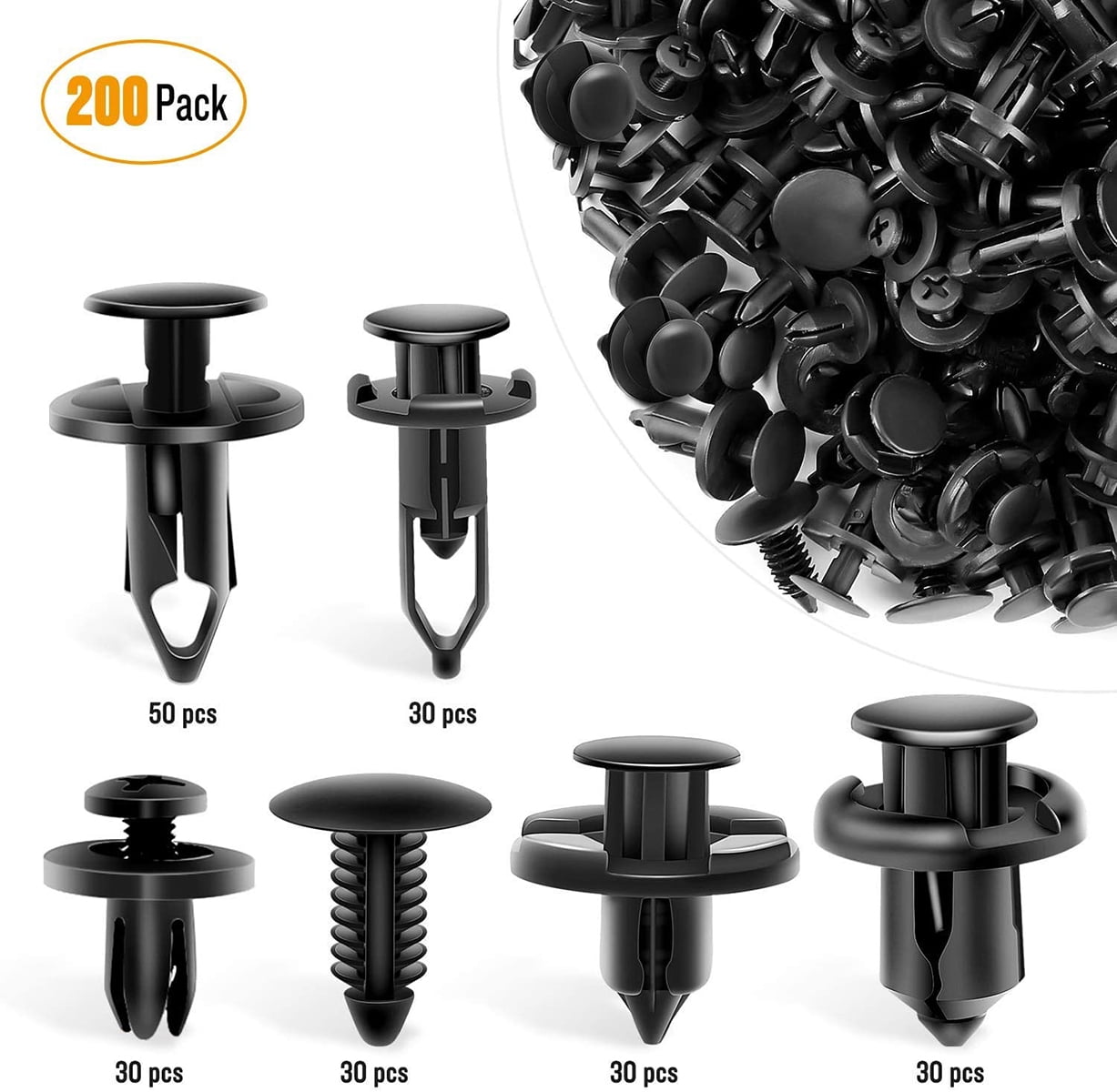 Eagle Universal Plastic Fender Clips,200 Pcs Push Bumper Fastener Rivet