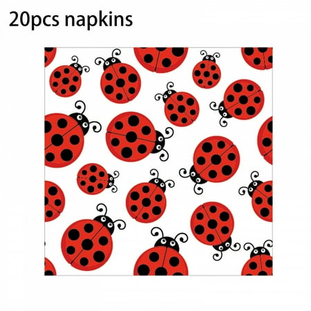 Insect Ladybug Party Disposable Tableware Sets Kids Birthday Plates Cups Napkins For Baby Shower Party Dinnerware Decoration