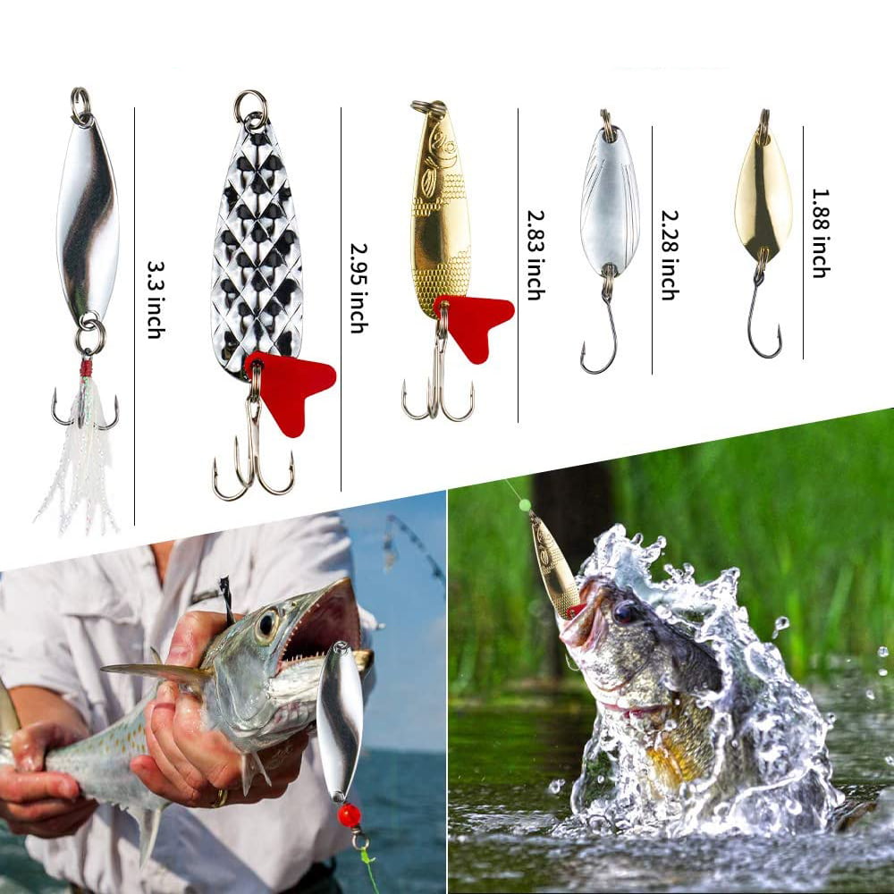 Topwater Lures Sinker Weights 79PCS Fishing Lures for Freshwater Saltwater Trout Crank Bait Soft Plastic Worms Salmo Jigs for Bass Bass Trout Lures Including Spoon 
