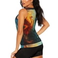 thumbnail image 3 of Balery Red And Blue Fire Peacock Camiseta sin mangas estampada ligera para mujer, tops de entrenamiento sin mangas, camisetas de yoga transpirables de secado rápido.-Large, 3 of 7