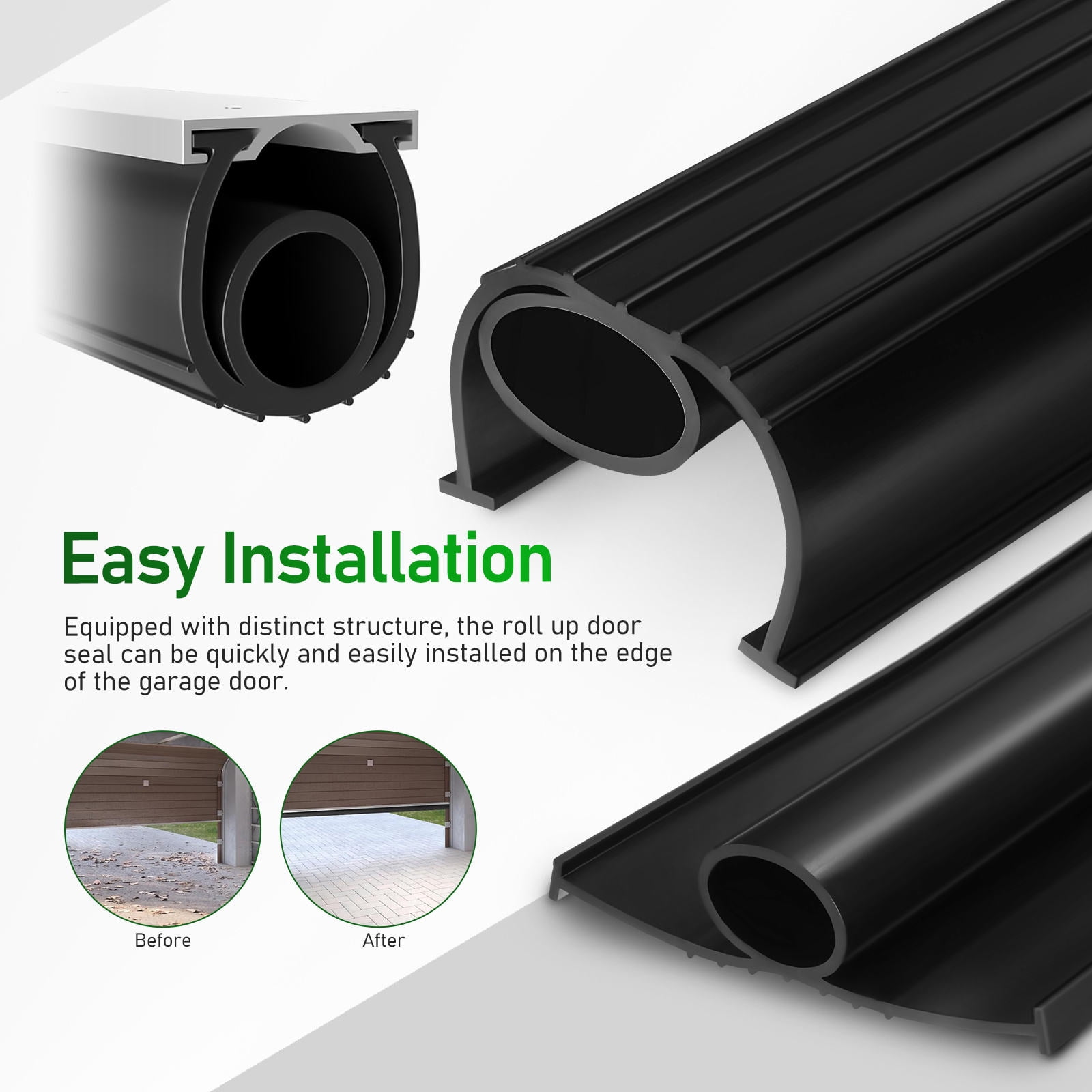 UPOUART Bottom Seal Sealing Strip EPDM Black for Homeowners Insulation 1 Roll