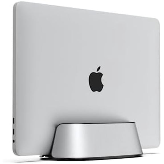 Vertical Laptop Stand in Silver Aluminum, Upright Adjustable Holder and Dock, Laptop Vertical Stand Fits MacBook Pro and Other Laptops .5" to 1.5", Clamshell Compatible