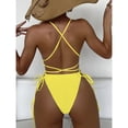 thumbnail image 4 of Womens Bandage Deep V-Neck Monokini Swimsuit Swimwear Criss-Cross Tie Knot Bathing Suit Monokini Bikini, 4 of 9