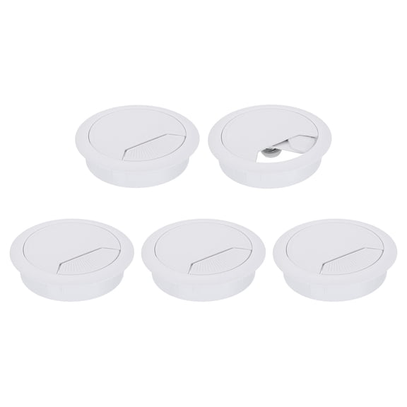 5 Pack 60mm (2.36 Inch) Desk Grommet, Plastic Cable Hole Cover, Wire Cord Cable Organizer, White
