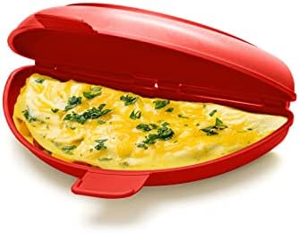 Two in One -Microwave Omelet Maker + Egg Poacher All In One Dish On The Go Quick N Easy Breakfast BPA Free Plastic
