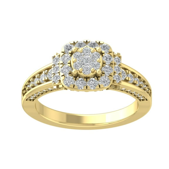 Araiya 14K Yellow Gold Diamond Halo Ring (1 cttw, I-J Color, I2-I3 Clarity), Size 7