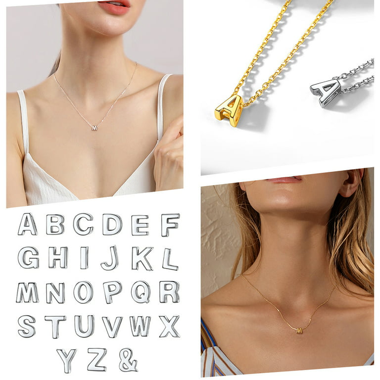 Simple Stainless Steel Letter V Necklace Women Girl Gold/Steel/Rose Gold  Alphabet Pendant Necklace Party Gife