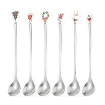 Nmdmisc 6pcs Christmas Stainless Steel Spoon Coffee Stirring Spoons Dessert Spoon Christmas Gifts Box Set Ornaments Decor