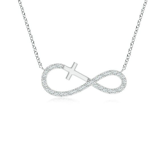 ANGARA Natural Diamond Horizontal Infinity Cross Pendant in 2 Tone Gold in 14K White Gold for Women (Size-1.1mm| Color-G| Clarity-VS2) | Anniversary, Jewelry Gift for Women | Natural Diamond Necklace