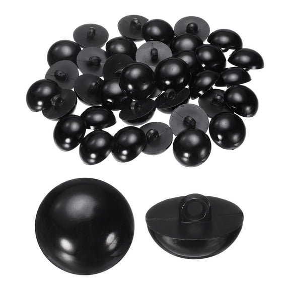 Uxcell 50pcs Plastic Buttons 0.79" Mushroom Domed Sewing Button with Shank, Black
