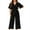 Black, variant on Summer V-neck Womens Wide Leg Jumpsuits Short Sleeve Tie Knot Front Long Romper
