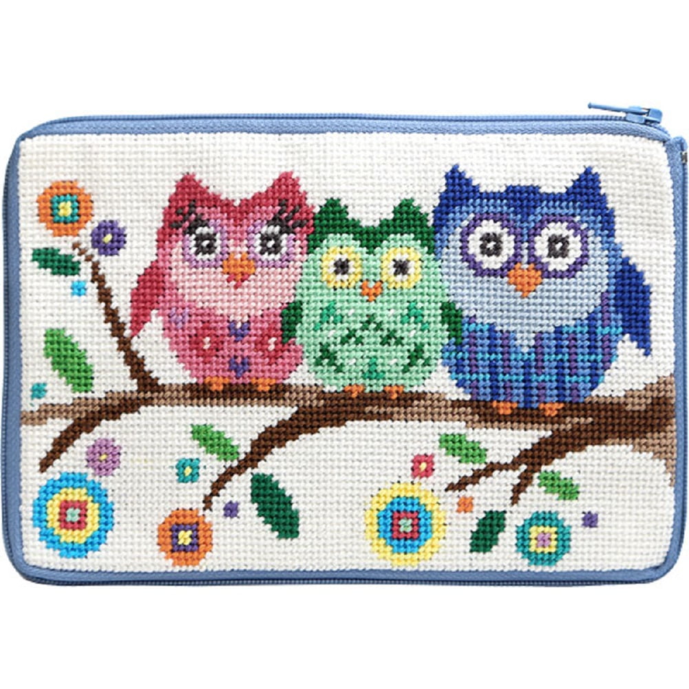 Stitch & Zip Needlepoint Purse/Cosmetic Case Kit - SZ604 Owls - Walmart