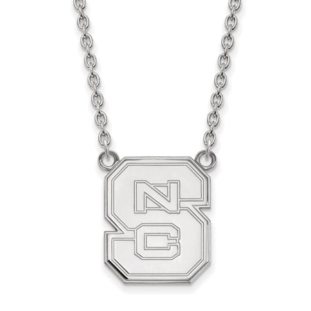 Sterling S. Rh-p LogoArt North Carolina State U Large Pendant With Necklace; 18 inch; for Adults and Teens; for Women and Men