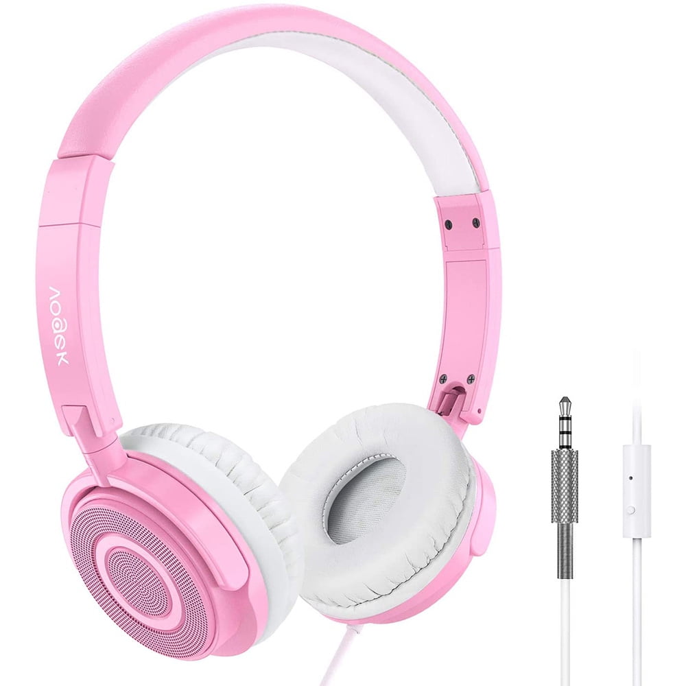 VOGEK Wired On-Ear Headphones with Mic, Pink WGYP-016C