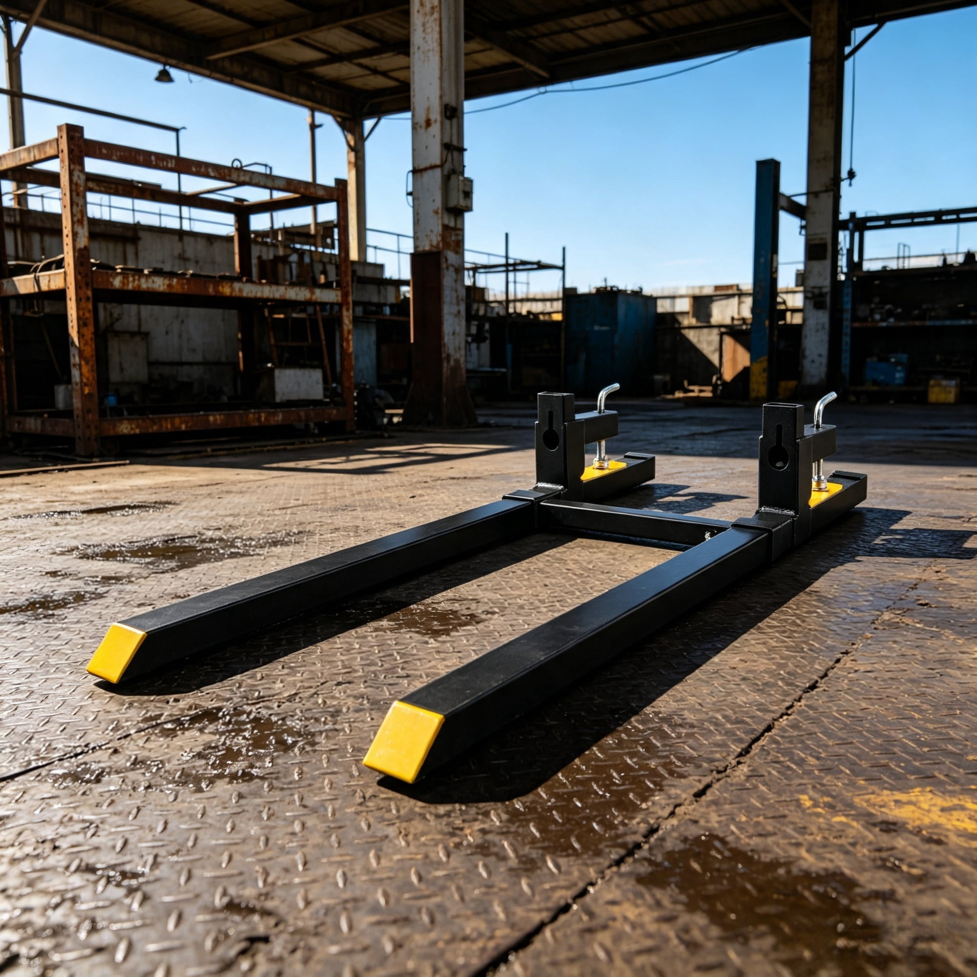 2000lbs 60" Clamp-On Pallet Forks, Heavy Duty Tractor Bucket Forks with Adjustable Stabilizer Bar for Skid Steer