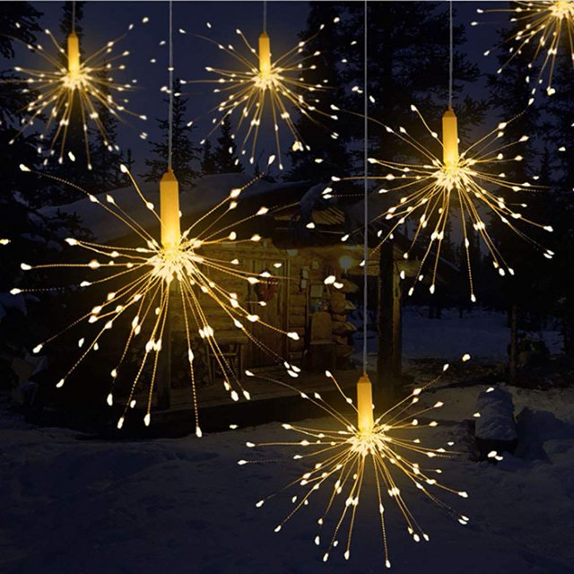 (180 pieces) Decorative Fireworks Lights, LED Explosion Lights, Copper Wire String, Battery Box, Remote Control, IP55 Waterproof