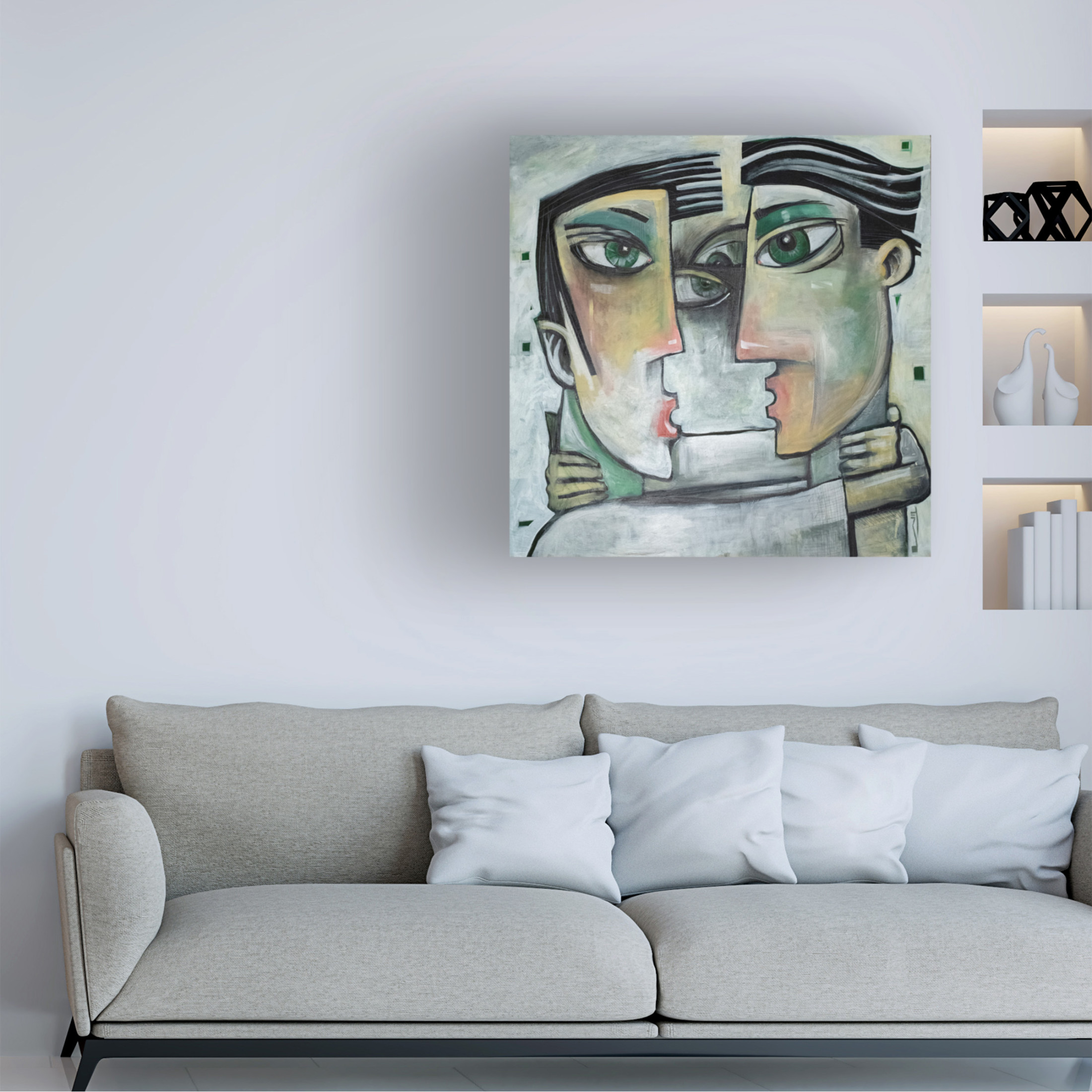 Canvas Wall Art - Tim Nyberg 'And Then Their Eyes Met' Wall Art for Living Room, Bedroom, or Office Décor by Trademark Fine Art - 24 x 24 Inches