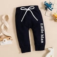 thumbnail image 5 of StylesILove Infant Baby Boys Autumn Winter Long Sleeve Little Man Pullover Hoodie and Pants 2pcs Cotton Outfit (Navy Blue, 18 Months), 5 of 7